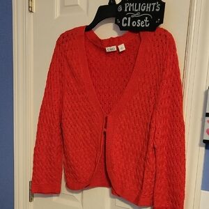 Cato's Orange Cable Knit Cardigan Sweater XL Cropped